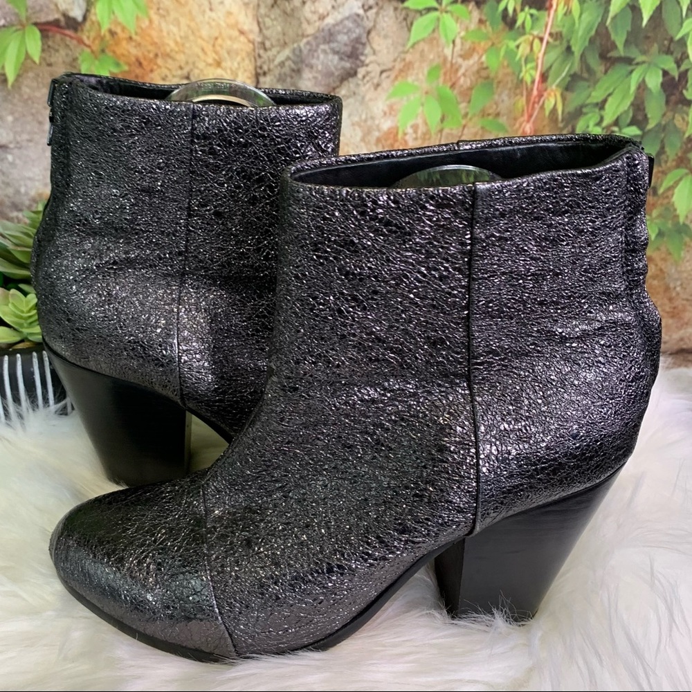 RAG & BONE Classic Italian Newbury Crinkle Lambskin Leather Booties, 38.5 - Picture 3 of 16